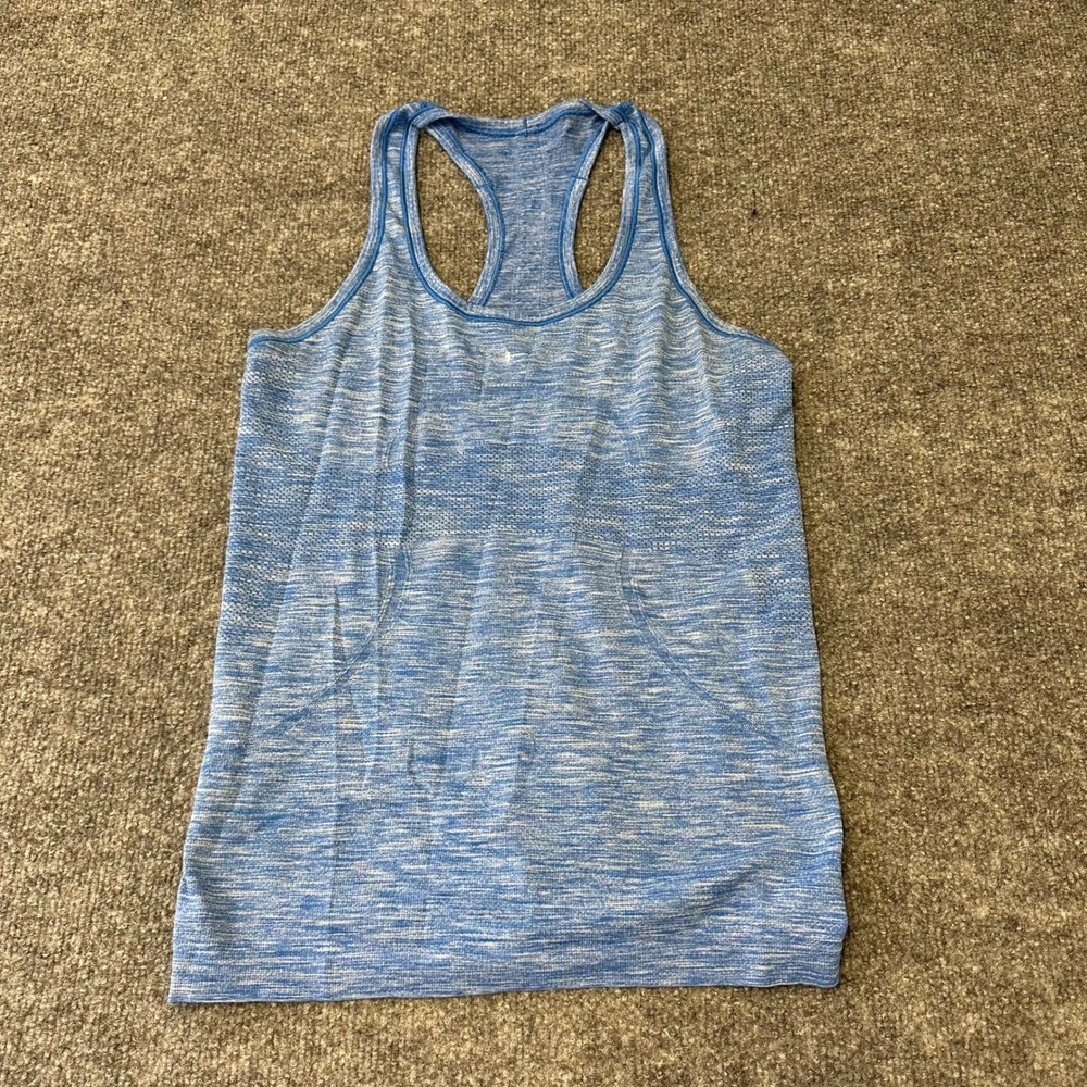 Lululemon Tank Top Womens Size 6 Blue Swiftly Tech Racerback Heathered Athletic